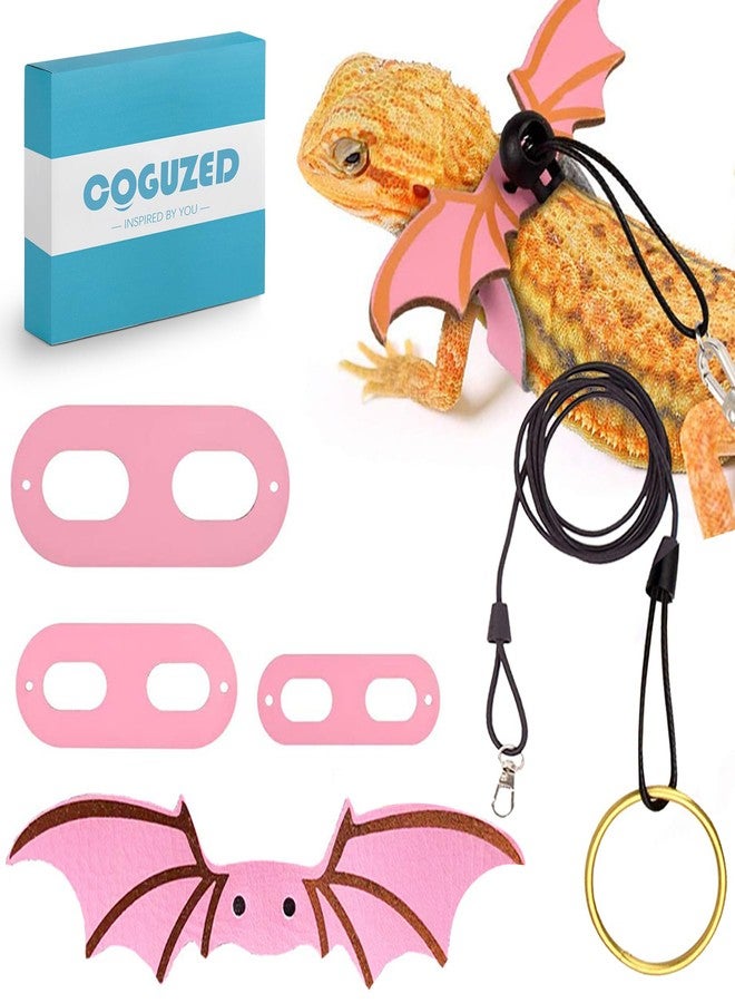 CoguZed Bearded Dragon Leash and Harness Set, Adjustable Lizard Harness with Wings, Cool Leather Reptile Leash for Bearded Dragons, Amphibians & Small Pets (S, M, L, 3 Pack) - Image 1